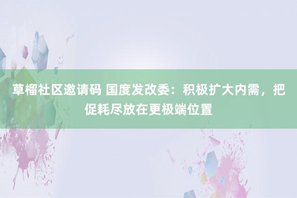 草榴社区邀请码 国度发改委：积极扩大内需，把促耗尽放在更极端位置