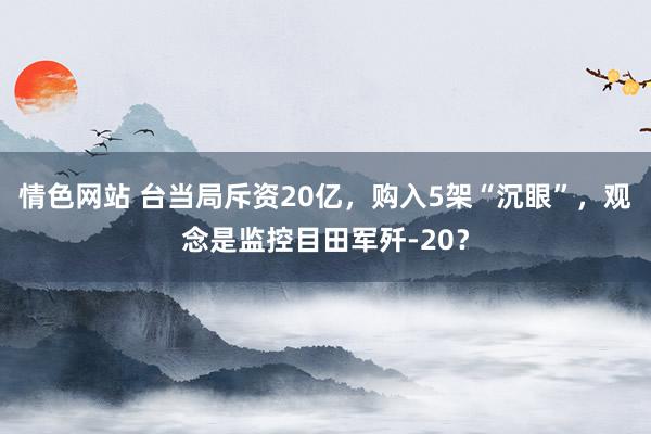 情色网站 台当局斥资20亿，购入5架“沉眼”，观念是监控目田军歼-20？