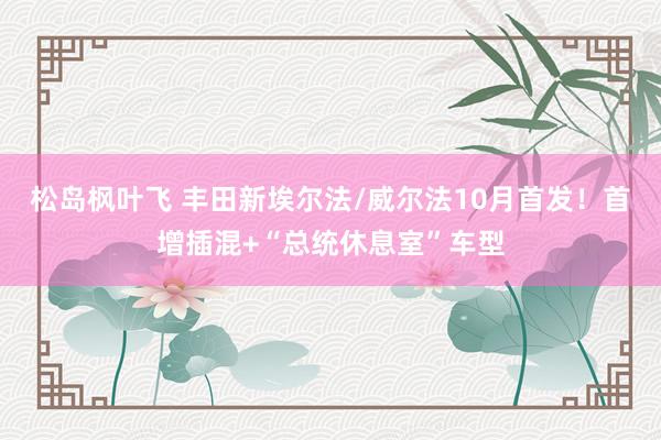 松岛枫叶飞 丰田新埃尔法/威尔法10月首发！首增插混+“总统休息室”车型