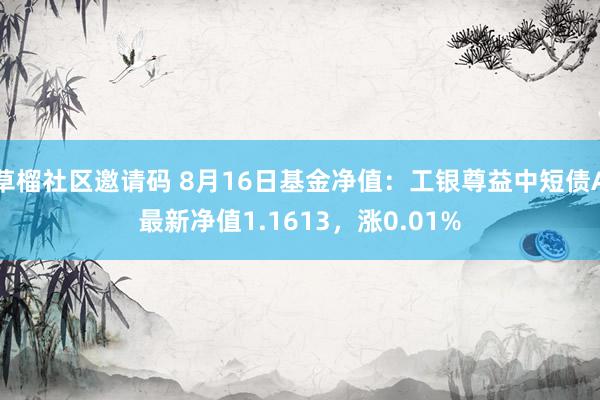 草榴社区邀请码 8月16日基金净值：工银尊益中短债A最新净值1.1613，涨0.01%