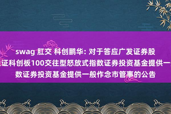 swag 肛交 科创鹏华: 对于答应广发证券股份有限公司为鹏华上证科创板100交往型怒放式指数证券投资基金提供一般作念市管事的公告