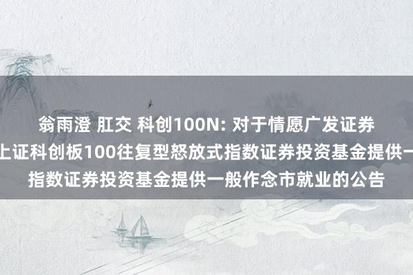 翁雨澄 肛交 科创100N: 对于情愿广发证券股份有限公司为南边上证科创板100往复型怒放式指数证券投资基金提供一般作念市就业的公告