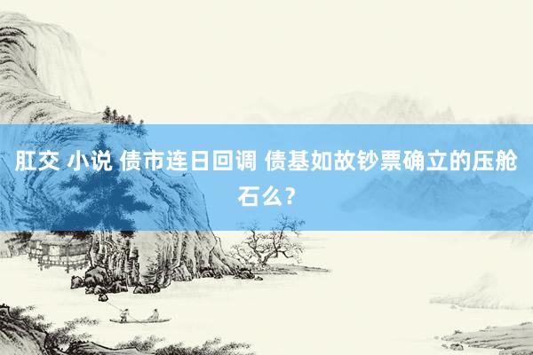 肛交 小说 债市连日回调 债基如故钞票确立的压舱石么？