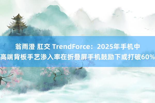 翁雨澄 肛交 TrendForce：2025年手机中高端背板手艺渗入率在折叠屏手机鼓励下或打破60%