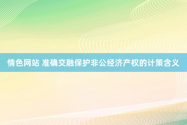 情色网站 准确交融保护非公经济产权的计策含义