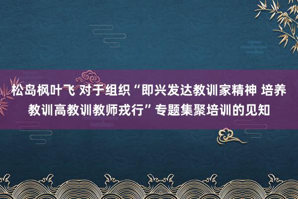 松岛枫叶飞 对于组织“即兴发达教训家精神 培养教训高教训教师戎行”专题集聚培训的见知