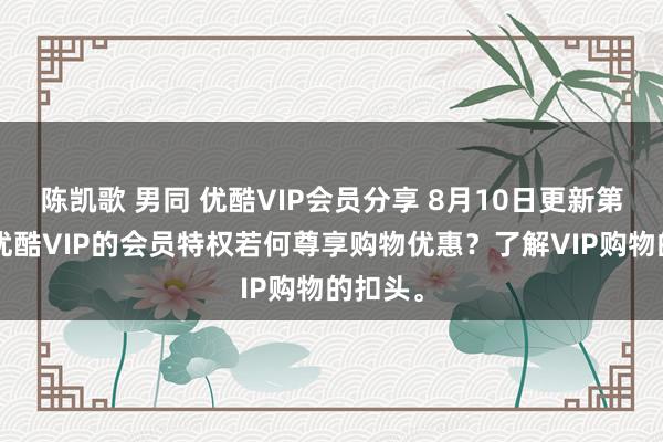 陈凯歌 男同 优酷VIP会员分享 8月10日更新第5批，优酷VIP的会员特权若何尊享购物优惠？了解VIP购物的扣头。