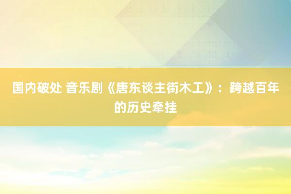 国内破处 音乐剧《唐东谈主街木工》：跨越百年的历史牵挂